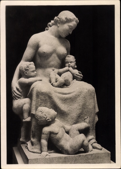 Postcard plastic by Elsa Montag, mother, woman with children, infant, HDK 550