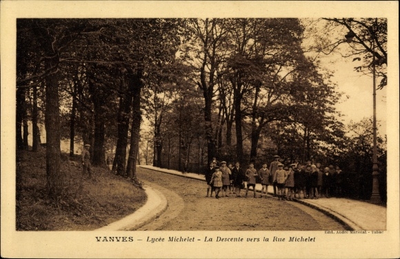 Postcard Vanves Hauts de Seine, Lycee Michelet, The Descent to Rue Michelet