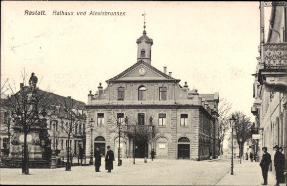 Ak Rastatt im Schwarzwald Baden, Rathaus, Alexisbrunnen,   