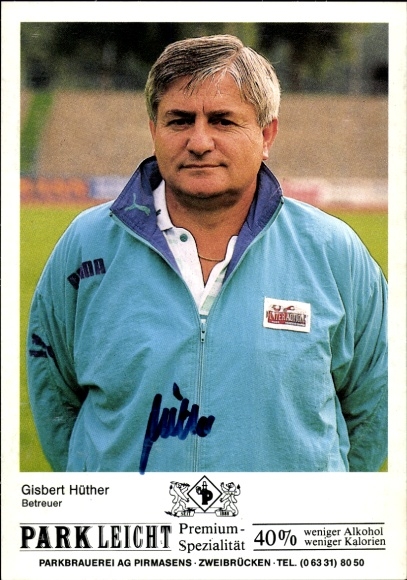 Autograph card coach Gisbert Hüther, FC 08 Homburg, autograph