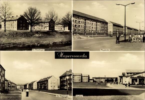 Postcard Hoyerswerda in Oberlausitz, Am Elsterbogen, Magistrale, Kaufhof
