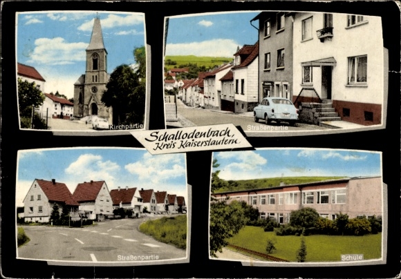 Ak Schallodenbach in der Pfalz, Schule, Straßenansicht, Kirche