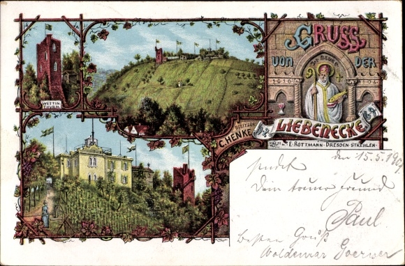 Chromo-Litho Cossebaude Dresden Elbe, Schenke Liebenecke, C. Henke, St. Benno