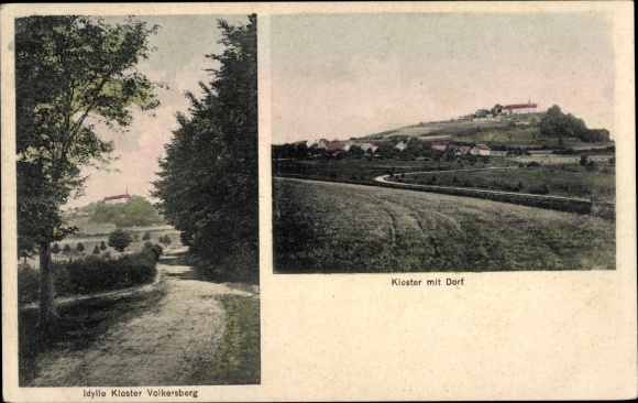Postcard Bad Brueckenau in Lower Franconia, idyll monastery Volkersberg, monastery with village