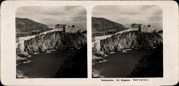 Stereo photo Ragusa Dubrovnik Croatia, Fort Lorenzo
