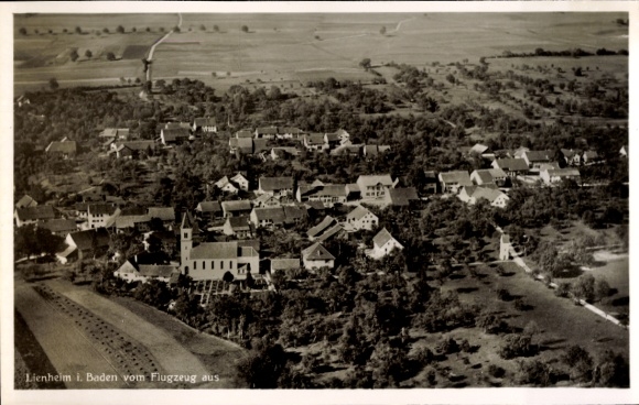 Postcard Lienheim Hohentengen am Hochrhein Baden, aerial photograph