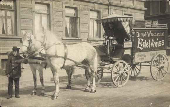 Photo Postcard Braunschweig in Lower Saxony, carriage of the steam-washing company Edelweiss