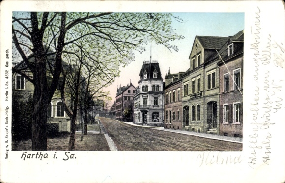 Ak Hartha Mittelsachsen, Straßenpartie