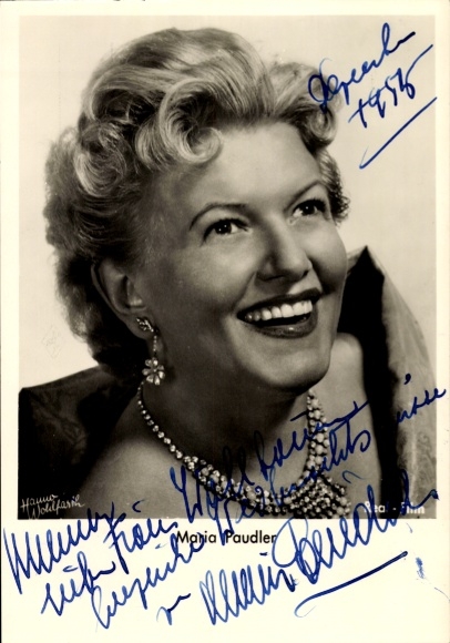 Postcard actress Maria Paudler, autograph