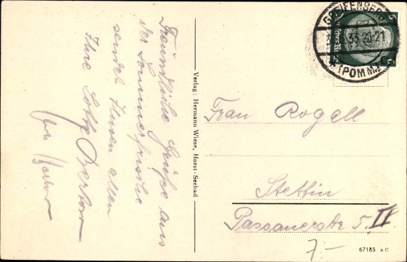 Postcard Niechorze Seebad Horst Pommern, beach, dunes, lighthouse