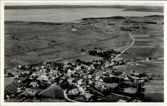 Postcard Grabenstätt in Upper Bavaria, aerial photograph