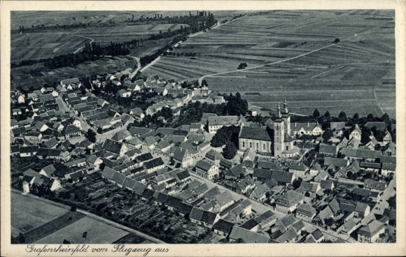 Postcard Grafenrheinfeld am Main Unterfranken, aerial photograph