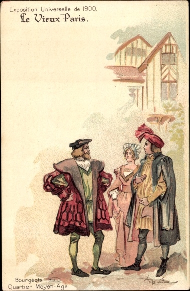 Artysta lito Robida, A., Exposition Universelle de 1900, Bourgeois du Quartier Moyen Age