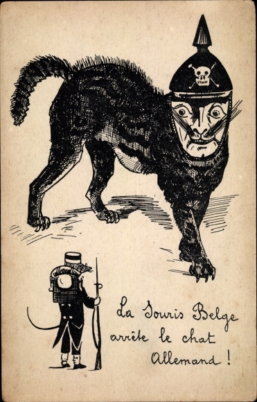 Artist PC La Souris Belge, le chat allemand, Wilhelm II as a cat, Belgian soldier