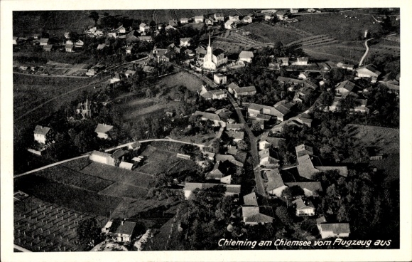 Postcard Chieming am Chiemsee Upper Bavaria, aerial photograph