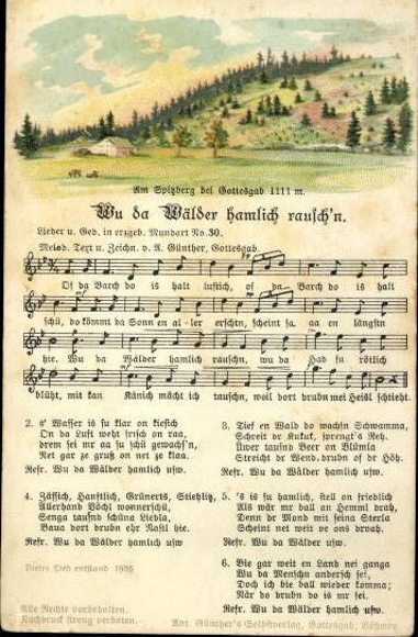30 individual song cards, Anton Günther