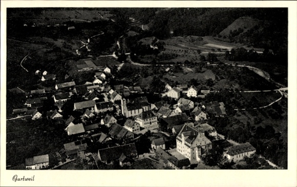 Postcard Gurtweil Waldshut Tiengen am Hochrhein, aerial photograph