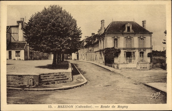 Ak Mézidon Calvados, Route de Magny