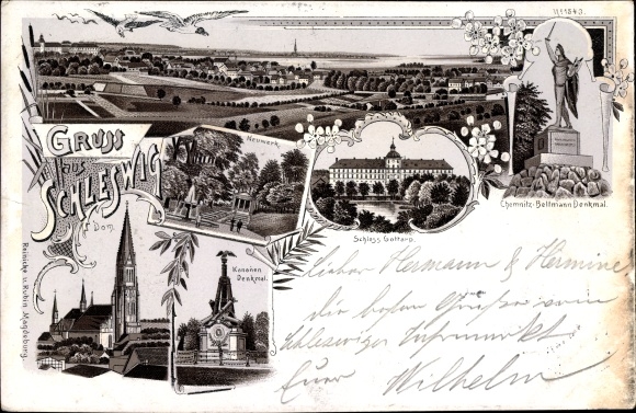 Litho Schleswig an der Schlei, Neuwerk, Dom, Kanonendenkmal