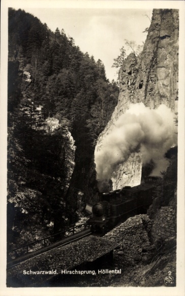 Postcard Buchenbach in the Black Forest, Hirschsprung in the Höllental, railway, steam locomotive