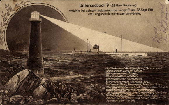 Ak Ostseebad Strande in Sleeswijk-Holstein Bülk Lighthouse, U-boot 9, met drie Engelse P...