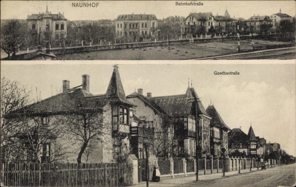 Ak Naunhof im Kreis Leipzig, Bahnhofstraße, Goethestraße