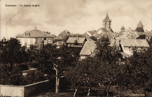 CPA Estavayer Canton de Fribourg, Vu depuis la gare