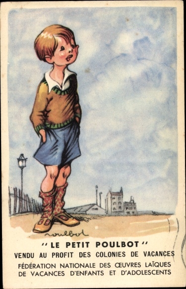 Artysta KP Poulbot, Francisque, chłopiec w szortach, Le Petit Poulbot, Colonies de Vacances