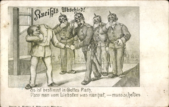 Chromo-Litho Kneißl's Farewell, Man with Severed Head, Soldiers, Robbers