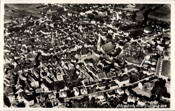 Postcard Schwabach in Middle Franconia Bavaria, aerial photograph
