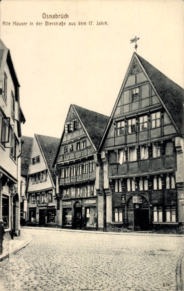 Ak Osnabrück in Niedersachsen,  alte Häuser, Bierstraße, 17. Jahrhundert