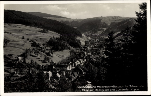 KP Mellenbach Glasbach im Schwarzatal, widok na miasto i Cursdorfer Koppe