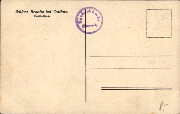 Postcard Branitz Cottbus Brandenburg, Library in the Castle