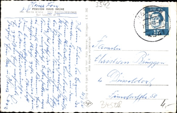 Postcard Rattlar Willingen Upland, Pension Haus Brüne, Panorama of the village