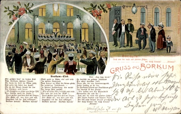 Judaika Song Postcard Nordseebad Borkum in East Frisia, Borkum Song, Jews, flat feet, anti-Jewish