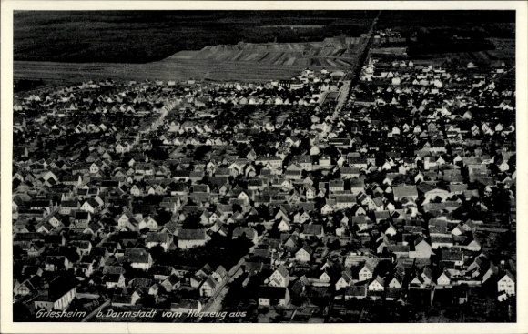 Postcard Griesheim near Darmstadt, aerial photograph