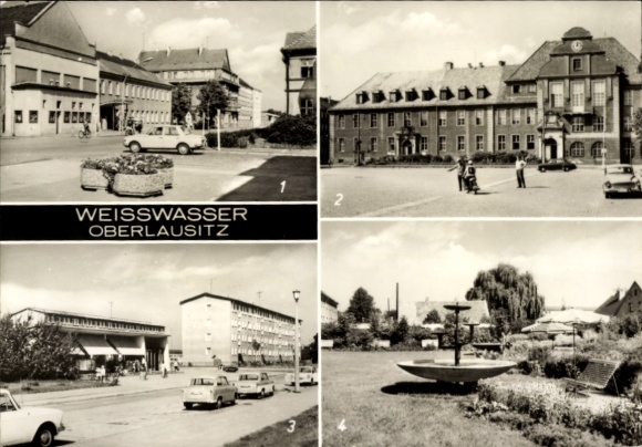 Postcard Weißwasser in Upper Lusatia, Town Hall, Residential Complex 1, Humboldtstraße, Muskauer Straße