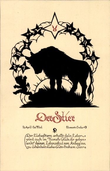 Paper cutting Postcard Zodiac sign Taurus, love star brightens your life...