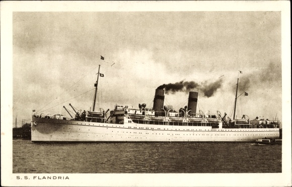 Ansichtkaart stoomboot SS Flandria, Koninklijke Nederlandse Lloyd