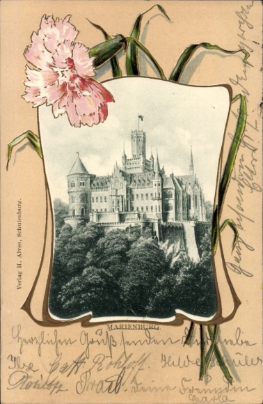 Passepartout Postcard Schulenburg Pattensen an der Leine, Marienburg, Nelke