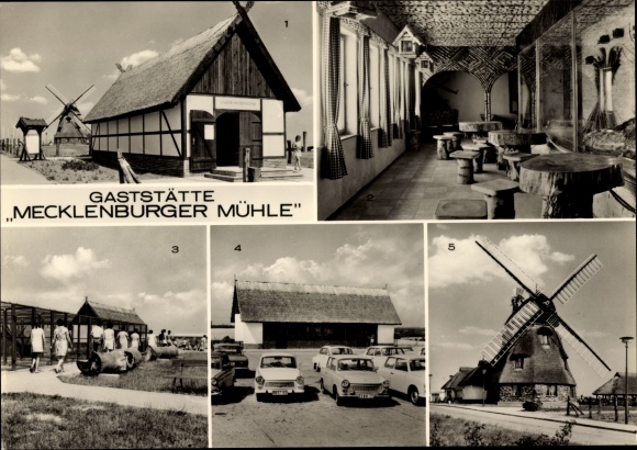 Postcard Groß Stieten in Mecklenburg, restaurant Mecklenburger Mühle, gallery, aviary, animal enclosure