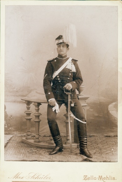 Cabinet photo Zella Mehlis in the Thuringian Forest, German soldier in uniform, portrait, Ulan