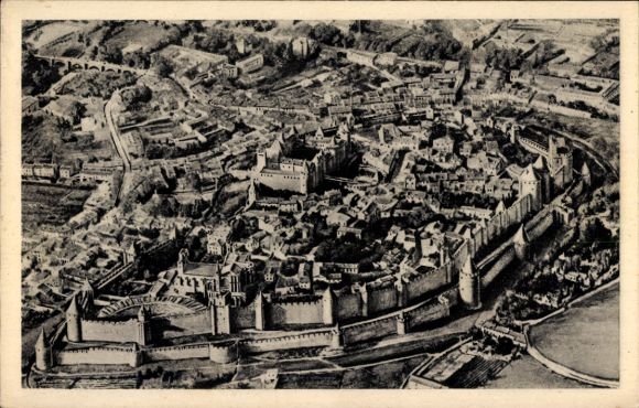 Postcard Carcassonne Aude, aerial photograph