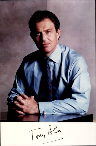 Foto Politiker Tony Blair, Premierminister des Vereinigten Königreichs, Autogramm