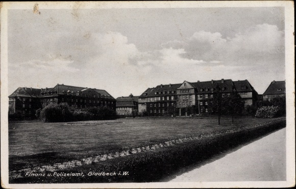 Postcard Gladbeck in the Ruhr area, tax office, police office