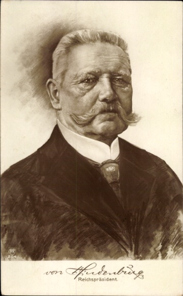 PC Field Marshal Paul von Hindenburg, President of the Reich, portrait