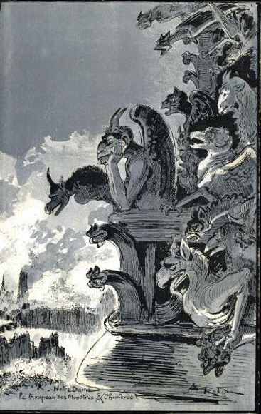 Set van 12 ansichtkaarten van het oude Parijs, Robida