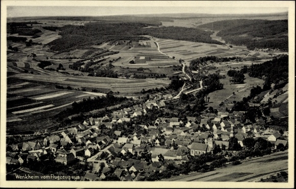 Postcard Wenkheim Werbach an der Tauber, aerial photograph