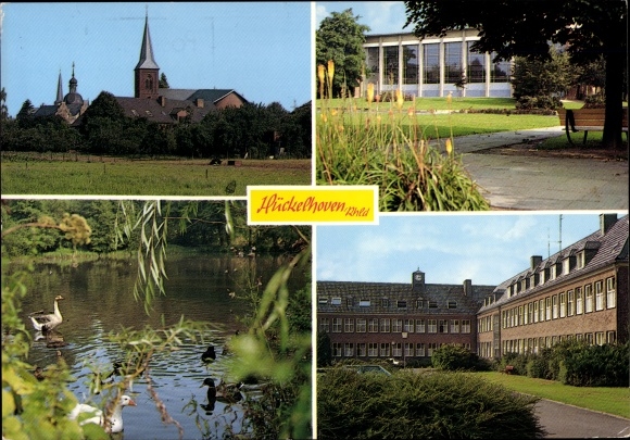 Postcard Hückelhoven North Rhine-Westphalia, town views, church