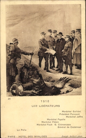 Postcard Les Liberateurs, Maréchal Gallióni, Président Poincaré, Maréchal Joffre